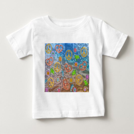 レトロ60's 平和な海洋生物 衣類 ギフト ベビーTシャツ (正面)