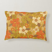レトロ60s/70sオレンジ&オリーブグリーンフローラ アクセントクッション (裏面)