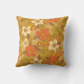 レトロ60s/70sオレンジ&オリーブグリーンフローラ クッション (裏面)