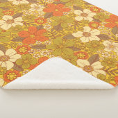 レトロ60s/70sオレンジ&オリーブグリーンフローラ シェルパブランケット (3/4)