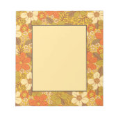 レトロ60s/70sオレンジ&オリーブグリーンフローラ ノートパッド (正面)