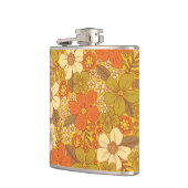 レトロ60s/70sオレンジ&オリーブグリーンフローラ フラスク (左)