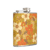 レトロ60s/70sオレンジ&オリーブグリーンフローラ フラスク (右)