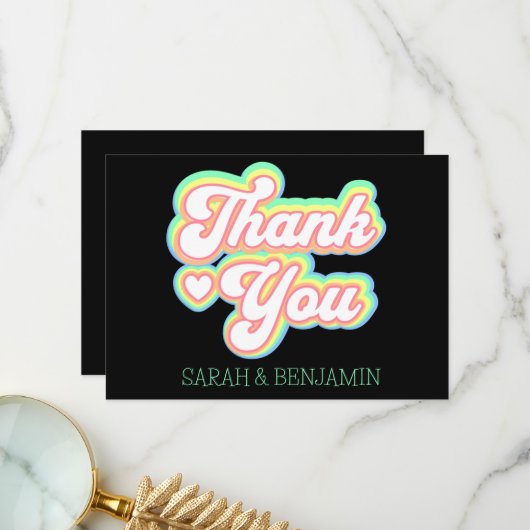 レトロ60s,70sパーソナライズされたの名結婚前 サンキューカード