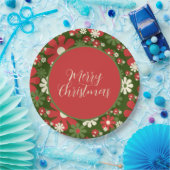 レトロ60s 70sフローラメリークリスマススクリプト ペーパープレート (パーティー)