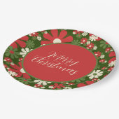レトロ60s 70sフローラメリークリスマススクリプト ペーパープレート (アングル)