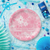 レトロ60s 70s審美的ピンクパステルフローラ花 ペーパープレート (パーティー)