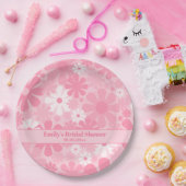 レトロ60s 70s審美的ピンクパステルフローラ花 ペーパープレート (パーティー)