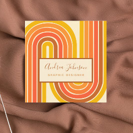 レトロ60s 70s幾何学虹60度波 スクエア名刺