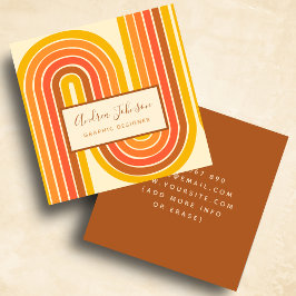 レトロ60s 70s幾何学虹60度波 スクエア名刺