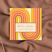 レトロ60s 70s幾何学虹60度波 スクエア名刺