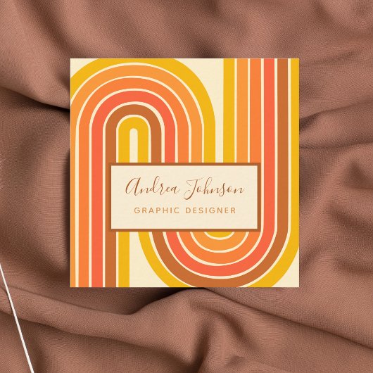 レトロ60s 70s幾何学虹60度波 スクエア名刺