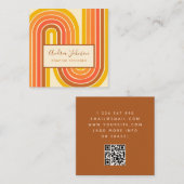 レトロ60s 70s幾何虹波QRコード スクエア名刺 (正面/裏面)