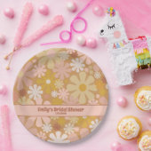 レトロ60s 70s美的フローラパーソナライズされた紙 ペーパープレート (パーティー)