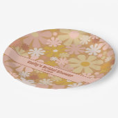 レトロ60s 70s美的フローラパーソナライズされた紙 ペーパープレート (アングル)