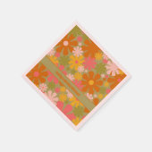 レトロ60s 70s美的フローラ パーソナライズされた スタンダードカクテルナプキン (角)