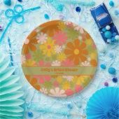 レトロ60s 70s美的フローラ パーソナライズされた ペーパープレート (パーティー)