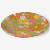 レトロ60s 70s美的フローラ パーソナライズされた ペーパープレート (アングル)