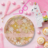 レトロ60s 70s美的フローラ パーソナライズされた ペーパープレート (パーティー)