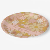 レトロ60s 70s美的フローラ パーソナライズされた ペーパープレート (アングル)