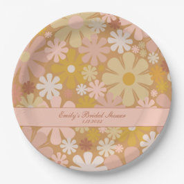 レトロ60s 70s美的フローラ パーソナライズされた ペーパープレート