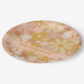 レトロ60s 70s美的フローラ パーソナライズされた ペーパープレート (アングル)