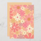 レトロ60s 70s美的花柄ピンクかわいらし色 招待状 (正面/裏面)