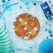 レトロ60s 70s美的花柄紙プレート ペーパープレート (パーティー)