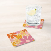 レトロ60s 70s美的花柄 スクエアペーパーコースター (インサイチュ)