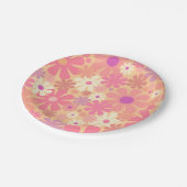 レトロ60s 70s美的花柄 ペーパープレート (アングル)