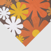 レトロ60s 70s花柄オレンジとブラウン 薄葉紙 (詳細)