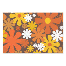 レトロ60s 70s花柄ブラウンとオレンジ