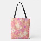 レトロ60s 70s花柄(イニシャル付) トートバッグ (裏面)