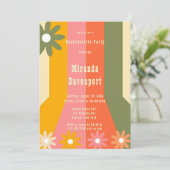 レトロ60s 70s Groovyストライプバチェロレッテ 招待状 (スタンド正面)