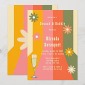 レトロ60s 70s Groovyブリデスメイドストライプルンチョン 招待状 (正面/裏面)