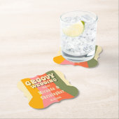 レトロ60s 70s Hippie Groovyストライプ結婚のカスタム ペーパーコースター (インサイチュ)