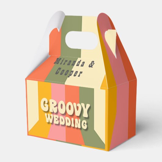 レトロ60s 70s Hippie Groovyストライプ結婚s フェイバーボックス (正面サイド)