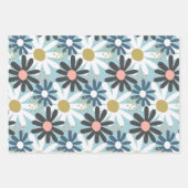 レトロ60s Groovy ファンキーフローラ花模様 ラッピングペーパーシート (正面3)