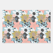 レトロ60s Groovy ファンキーフローラ花模様 ラッピングペーパーシート (正面2)