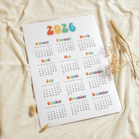 レトロ60s Hippie 2025カレンダー ポスター