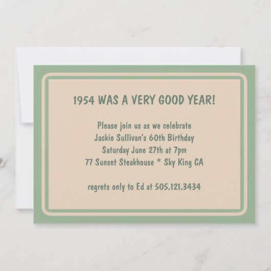 レトロ60th誕生日パーティー1955小児記憶 招待状 (裏面)