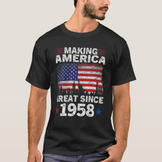 レトロ64誕生日アメリカ国旗素晴らし Tシャツ