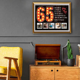 レトロ65周年記念ハートカスタムフォトコラージュ ポスター