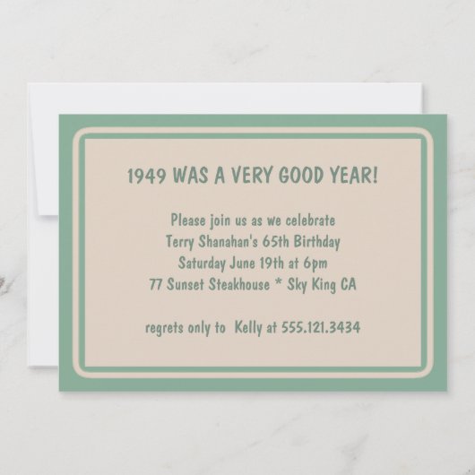 レトロ65th誕生日パーティー1950小児記憶 招待状 (裏面)
