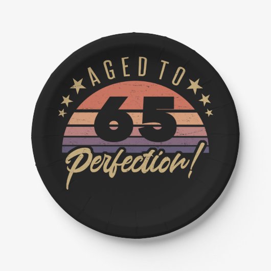レトロ65th誕生日ユーモア ペーパープレート (正面)