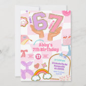 レトロ67風パッチパーティー 誕生日 招待状 (正面)