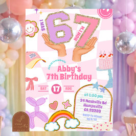 レトロ67風パッチパーティー 誕生日 招待状