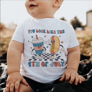 レトロ7月4日インディペンデンスデイピクニおもしろいング ベビーTシャツ