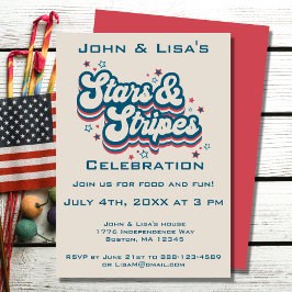 レトロ7月4日パーティの招待状 招待状