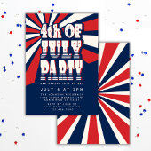 レトロ7月4日赤白・青パーティー 招待状